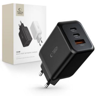 -&nbsp;Tech-Protect Tech-Protect C65W charger 2x USB-C PD 65W  /  USB-A QC 3.0 black