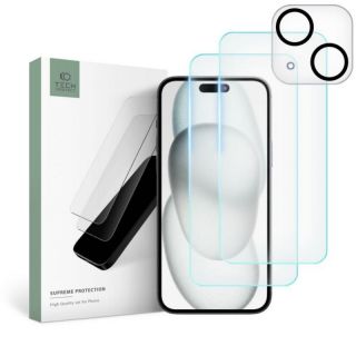 -&nbsp;Tech-Protect Tech-Protect Supreme Set for iPhone 15 2x tempered glass for display  /  tempered glass for camera