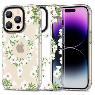 -&nbsp;Tech-Protect Tech-Protect MagMood MagSafe case for iPhone 15 Pro white daisies