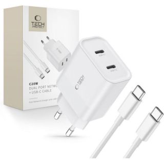 -&nbsp;Tech-Protect White USB-C  female  || USB-C  męski  z kablem USB-C