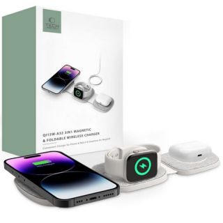 - Tech-Protect Tech-Protect QI15W-A32 3-in-1 Inductive Charger with MagSafe for Smartphone  /  Watch  /  AirPods Gray