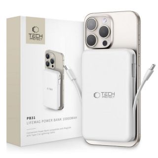 - Tech-Protect Tech-Protect LifeMag PB31 Power Bank with MagSafe 10000mAh 15W USB-C  /  USB-A  /  Built-in USB-C  /  Lightning Cables White