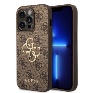 GUESS&nbsp;PU 4G Metal Logo Case for iPhone 15 Pro Max Brown