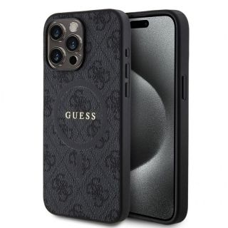 GUESS&nbsp;PU Leather 4G Colored Ring MagSafe Case for iPhone 15 Pro Max Black