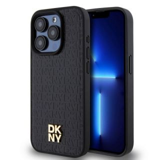 DKNY&nbsp;PU Leather Repeat Pattern Stack Logo MagSafe Case for iPhone 15 ro Max Black