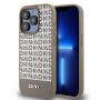 DKNY PU Leather Repeat Pattern Bottom Stripe MagSafe Case for iPhone 15 Pro Max Brown