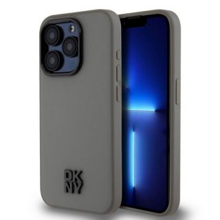 DKNY&nbsp;PU Leather Stack Logo Magsafe Case for iPhone 15 Pro Max Grey