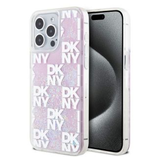 DKNY&nbsp;Liquid Glitter Checkered Pattern Case for iPhone 15 Pro Max Pink