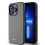DKNY PU Leather Silver Metal Logo Magsafe Case for iPhone 15 Pro Max Grey