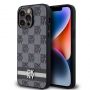 DKNY PU Leather Checkered Pattern and Stripe Case for iPhone 15 Pro Max Black