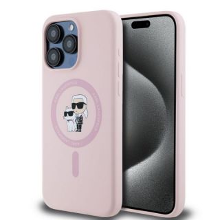 -&nbsp;Karl Lagerfeld - Karl Lagerfeld Liquid Silicone Karl and Choupette MagSafe Case for iPhone 15 Pro Pink
