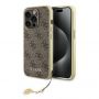 GUESS 4G Charm Case for iPhone 15 Pro Brown