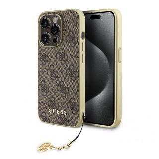 GUESS 4G Charm Case for iPhone 15 Pro Brown