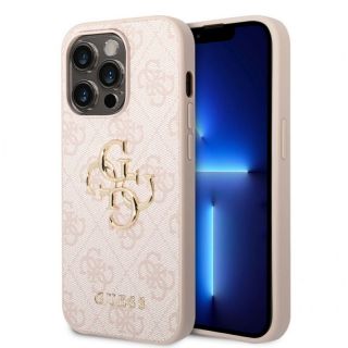 GUESS&nbsp;PU 4G Metal Logo Case for iPhone 15 Pro Pink