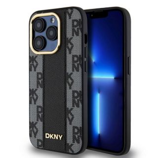 DKNY&nbsp;PU Leather Checkered Pattern Magsafe Case for iPhone 15 Pro Black