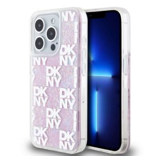 DKNY&nbsp;Liquid Glitter Checkered Pattern Case for iPhone 15 Pro Pink