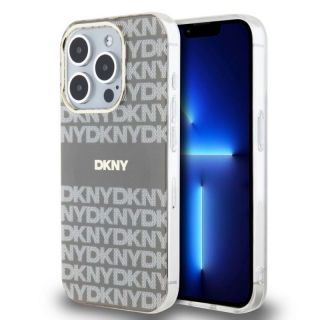 DKNY&nbsp;PC / TPU Repeat Pattern Tonal Stripe Magsafe Case for iPhone 15 Pro Beige