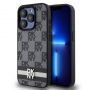 DKNY PU Leather Checkered Pattern and Stripe Case for iPhone 15 Pro Black
