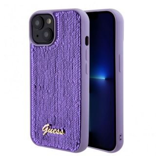 GUESS&nbsp;Sequin Script Logo Case for iPhone 15 Purple