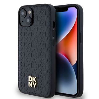 DKNY&nbsp;PU Leather Repeat Pattern Stack Logo MagSafe Case for iPhone 15 Black