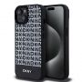 DKNY PU Leather Repeat Pattern Bottom Stripe MagSafe Case for iPhone 15 Black