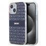 DKNY PC / TPU Repeat Pattern Tonal Stripe Magsafe Case for iPhone 15 Blue