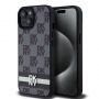 DKNY PU Leather Checkered Pattern and Stripe Case for iPhone 15 Black