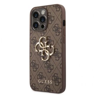 GUESS&nbsp;PU 4G Metal Logo Case for iPhone 14 Pro Max Brown