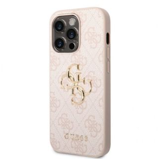 GUESS&nbsp;PU 4G Metal Logo Case for iPhone 14 Pro Max Pink