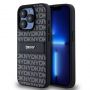 DKNY PU Leather Repeat Pattern Tonal Stripe Case for iPhone 14 Pro Max Black