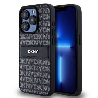 DKNY&nbsp;PU Leather Repeat Pattern Tonal Stripe Case for iPhone 14 Pro Max Black