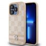 DKNY PU Leather Checkered Pattern and Stripe Case for iPhone 14 Pro Max Pink