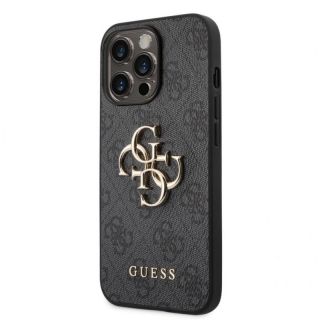 GUESS&nbsp;PU 4G Metal Logo Case for iPhone 14 Pro Grey