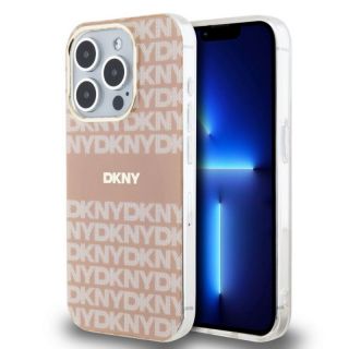 DKNY&nbsp;PC / TPU Repeat Pattern Tonal Stripe Magsafe Case for iPhone 14 Pro Pink