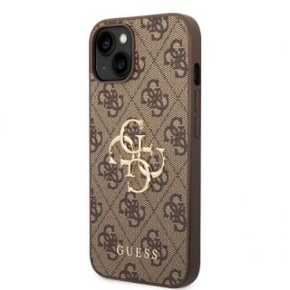 GUESS&nbsp;PU 4G Metal Logo Case for iPhone 14 Brown