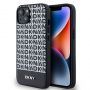 DKNY PU Leather Repeat Pattern Bottom Stripe MagSafe Case for iPhone 14 Black