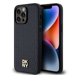 DKNY&nbsp;PU Leather Repeat Pattern Stack Logo MagSafe Case for iPhone 13 Pro Max Black