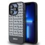 DKNY PU Leather Repeat Pattern Bottom Stripe MagSafe Case for iPhone 13 Pro Max Black