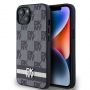 DKNY PU Leather Checkered Pattern and Stripe Case for iPhone 13 Black