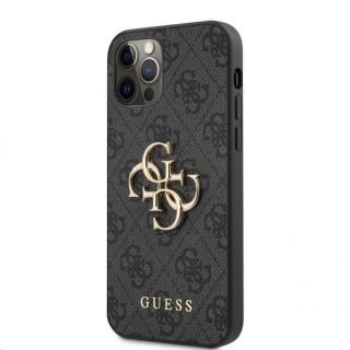 GUESS&nbsp;PU 4G Metal Logo Case for iPhone 12 Pro Max Grey