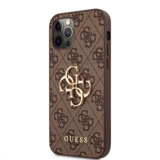 GUESS&nbsp;PU 4G Metal Logo Case for iPhone 12 / 12 Pro Brown