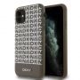 DKNY PU Leather Repeat Pattern Bottom Stripe MagSafe Case for iPhone 11 Brown