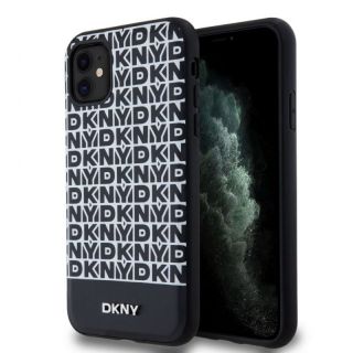 DKNY&nbsp;PU Leather Repeat Pattern Bottom Stripe MagSafe Case for iPhone 11 Black
