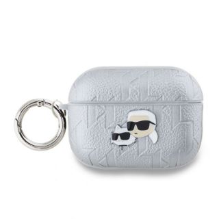 -&nbsp;Karl Lagerfeld - Karl Lagerfeld PU Embossed Karl and Choupette Heads Case for AirPods Pro 2 Silver