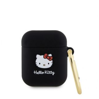 -&nbsp;Hello Kitty Liquid Silicone 3D Kitty Head Logo Case for AirPods 1 / 2 Black