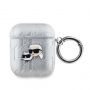 - Karl Lagerfeld - Karl Lagerfeld PU Embossed Karl and Choupette Heads Case for AirPods 1 / 2 Silver