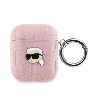 -&nbsp;Karl Lagerfeld - Karl Lagerfeld PU Embossed Karl Head Case for AirPods 1 / 2 Pink