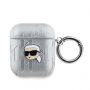 - Karl Lagerfeld - Karl Lagerfeld PU Embossed Karl Head Case for AirPods 1 / 2 Silver