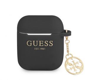 GUESS 4G Charm Silicone Case for AirPods 1 / 2 Black
