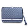 DKNY PU Leather Checkered Pattern and Stripe Laptop Sleeve 13 / 14'' Blue